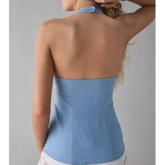 Urban Outfitters UO Sari Seamed Linen-Blend Halter Vest Top Size S - Picture 7 of 7